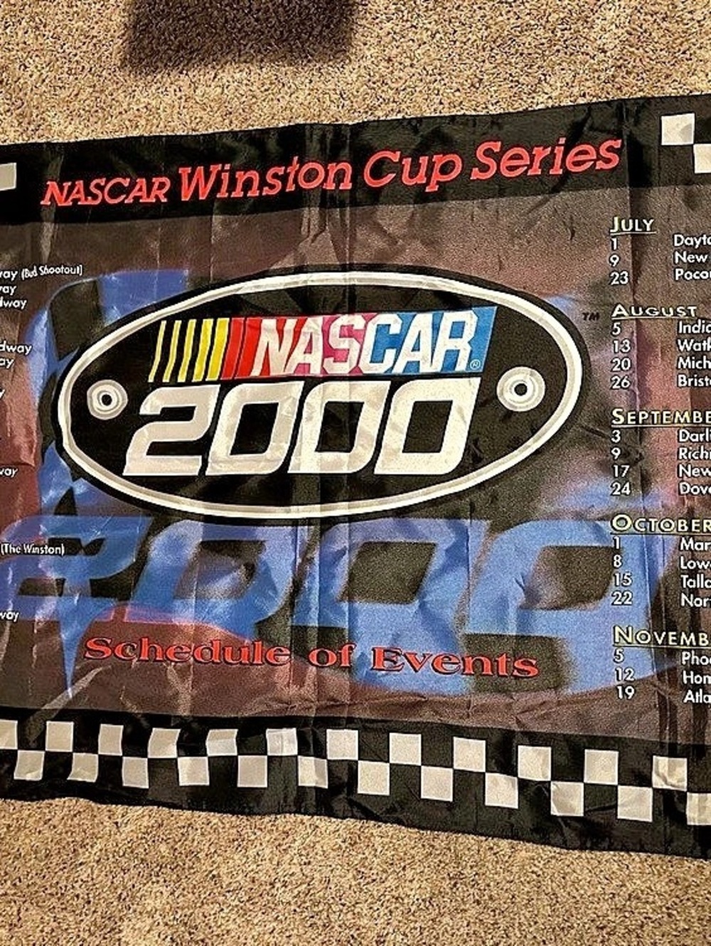 NASCAR 2000 Winston Cup Series Schedule of Events Banner Flag Banner Flag Black